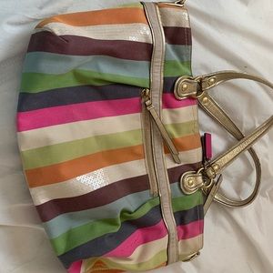 COACH MULTI COLOR STRIPE HANDBAG